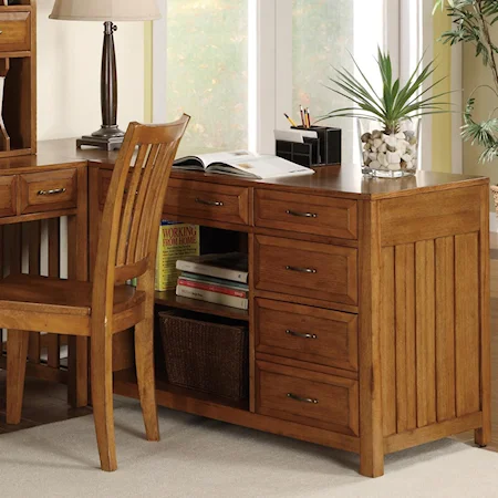 Computer Credenza with Shelves and Drawers